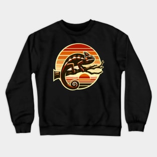 Chameleon on a tree branch with sunset Crewneck Sweatshirt